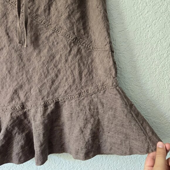 H&M 6 Brown Linen Ruffle mini skirt y2k - Picture 2 of 4